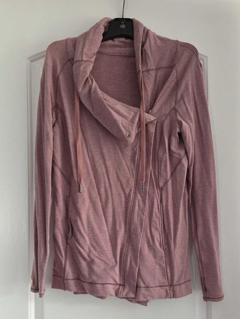Lululemon Still Jacket Asymmetrical Wrap Drawstring Funnel Neck Pink Size 6 - Picture 1 of 3